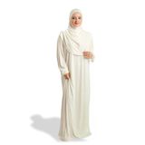 Krem Tek Parça Namaz Elbisesi Viskon Düz 2503_40