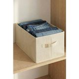 Krem Tela Dolap İçi Düzenleyici Kutu Organizer 45X25X20 Cm Kazak Havlu Saklama Hurcu