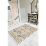 Krem Vintage Dokuma Pamuk Tabanlı Kaymaz Kilim Klm166