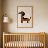 Krem Zeminli Köpek Çocuk Odası Duvar Posteri Çerçeveli Tablo Duvar Dekorasyonu - 30 x 40 - Ahşap Çerçeveli