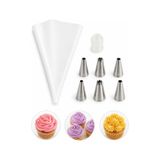 Krema Sıkma Torbası Seti 7 Li Pasta, Cupcake Ve Kurabiye Süsleme Aparatı Beyaz
