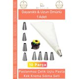 #Krematorbası Paslanmaz Çelik Pasta Cupcake Uçlu Tasarım Süsleme Torbası Krema Sıkma Seti 10 Parça