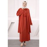 Kremit Beli Ipli Tunik Elbise Kombin Takım - 38 - 40
