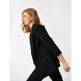 Krep Kumaş Şal Yaka 3/4 Kollu Blazer Ceket