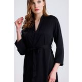 Krep Saten Taşlı Bride Sabahlık Siyah L