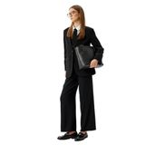 Krep Scuba Kumaş Cepli Kruvaze Blazer Ceket