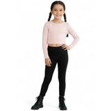 Krep Siyah Dar Paça Kız Çocuk Okul Tayt (5-6 yaş)