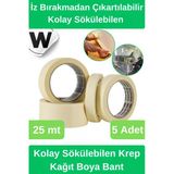 #Krepkağıt Isıya Dayanıklı İz Bırakmadan Çıkartılabilir Kolay Sökülebilen Maskeleme Boya Bant 5 Adet