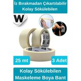 #Krepkağıt İz Bırakmadan Çıkartılabilir Isıya Dayanıklı Kolay Sökülebilen Maskeleme Boya Bant 3 Adet