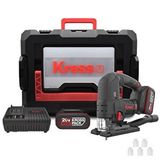KRESS KUE26 20 Volt 4 Ah Li-İon Çift Akülü Profesyonel Kömürsüz Devir Ayarlı Şarjlı Dekupaj Testere