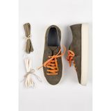 Krähe Ares Erkek Deri El Boyamalı Bağcık Ve Iki Yedek Bağcıklı Haki Sneakers