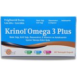 Krinol Omega 3 Plus - Balık Yağı - Krill Yağı - Resveratrol - E Vitamini ve Astaksantin - 60 Kapsül - Portakal