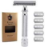 Krisp Beauty Paslanmaz Çelik Ağır Hizmet Tipi Çift Kenarlı Güvenlik Tıraş Bıçağı Islak Tıraş Kiti Erkekler için 5 Platin Bıçaklı
