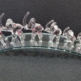 Kristal Cam 7'li Fil Köprü Dekoratif Biblo, Nazar Boncuklu, 23 cm