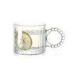 Kristal Cam Bardak Seti, 300ML, 6 Parça, Boncuk Kulplu