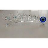 Kristal Cam Dekoratif Mavi Fil Figürlü Biblo, 20 cm, El İşçiliği, Eğik Plaka