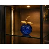 Kristal Cam Elma Biblo Orta Boy Gold Detaylı Modern Dekoratif Masa Üstü Süsü 8 X 6 Vitrin