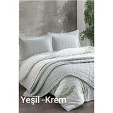 Kristal Casual 7 Parça Çift Taraflı Gelin Seti Açık Yeşil - Krem - 235 x 260 cm