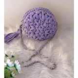 Kristal 💜 Çiçek Desenli Makaron Model El Örgüsü Çanta 💜 - 7134P - Lila