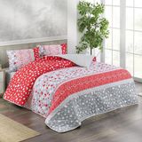 Kristal Çift Kişilik Double Size Kapitoneli Dört Mevsim Nevresim Takımı - Amour Kırmızı - Renkli - 200 x 220 cm