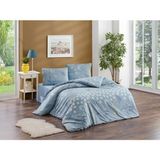 Kristal Çift Kişilik Ranforce Nevresim Takımı - 4 Parça - %100 Pamuk - Orijinal Lüks Kutu - İndigo - 200 x 220 cm