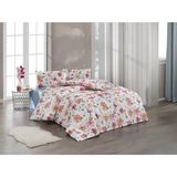 Kristal Çift Kişilik Ranforce Nevresim Takımı - 4 Parça - %100 Pamuk - Orijinal Lüks Kutu - Turuncu - Beyaz - 200 x 220 cm