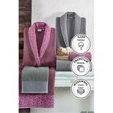 Kristal Dream Jakarlı 6 Parça Antrasit Mürdüm Aile Bornoz Takımı