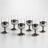 Kristal El Kesimi Su Bardağı, Şarap Kadehi, Su Kadehi 6'lı Set-Titanyum | El Yapımı Cam, Kesme Kristal Tasarım, Kokteyl ve Cin Kadehi, Faceted Topuz Sap, Bar Malzemesi