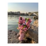 Kristal Flowers Pembe Lilyum ve Lale Yapay Çiçek Buketi Şönil