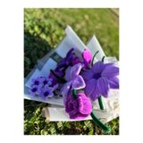 Kristal Flowers Şönil Karışık Yapay Çiçek Buketi (Zambak, Gül & Papatya) – El Yapımı