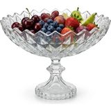 Kristal Görünümlü Cam Ayaklı Meyve Tabağı, Şeffaf, Dekoratif Servis Kasesi, Tatlı ve Meyve Sunumu Için - 1 - 5 kg