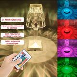 Kristal Işıklı Lamba Şarjlı Dokunmatik Rgb'li Masaüstü Set Kumandalı Usb'li Abajur Hediyelik Eşya