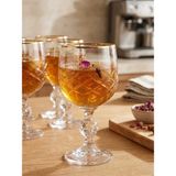 Kristal Kare 6'lı Kahve Yanı Bardağı - Şeffaf - Altın - 150 ml