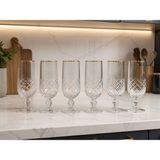 Kristal Kare 6'lı Kahve Yanı Bardağı - Şeffaf - Altın - 180 ml