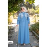 Kristal Krep Elbise 2003 - Açık Mavi - 44
