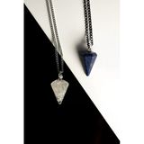 Kristal Kuvars-Lapis Lazuli Doğal Taş Pandül Çift Sevgili Kolyeleri Tky0232