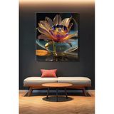 Kristal Lotus Çiçeği Desenli Dekoratif Kanvas Tablo Dikey Tekli Salon Mutfak Yatak Odası Ofis
