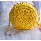 Kristal Makaron Model El Örgüsü Çanta - 41S-Sarı