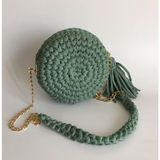 Kristal Makaron Model El Örgüsü Çanta - Açık Mint Yeşili
