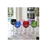 Kristal Market Bohemia Kristal Püskül Ananas Lüks Desen 6'lı Kristal Kahve Yanı Su Bardağı 150cc
