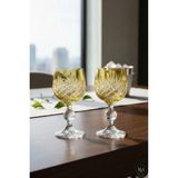 Kristal Market Bohemia Kristal Püskül Desenli İkili Kristal Ayaklı kahve Yanı Lüks BARDAKV150ML - Renkli
