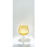Kristal Market El Yapımı Kristal Bohemia Sarı Dekoratif Sunumluk Ayaklı Kadeh Kahve Yanı Su Bardağı