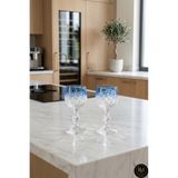 Kristal Market El Yapımı Renkli Bohemia Kristal Küpeli Damla Lüks Ayaklı Kadeh Kahve Yanı Su Bardağı 150ml