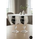 Kristal Market İkili Bohemia Kristal Çift Renk Siyah Beyaz Kadeh Mixed Color Model - Renkli