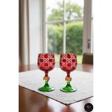 Kristal Market İkili Bohemia Kristal Yeni Yıl Özel Üretim Petek Desenli Bardak Mixed Color Model - Renkli