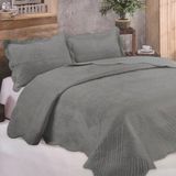 Kristal Microplush Çift Kişilik Yatak Örtüsü (260X240)-GRI - 260 x 240 cm