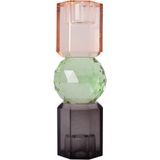 Kristal Mum Tutucu, Şeftali, Yeşil, Füme, 16,5x6 cm - Çok Renkli