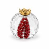 Kristal Nar Figürü, Şeffaf ve Kırmızı, Altın Detaylı, Dekoratif Hediyelik Eşya, 42mm x 40mm, 1 Adet