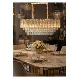 Kristal OVAL LÜX SALON AVİZE GOLD 10 Ampül