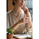 Kristal Oval Taşlı İnci Kolye